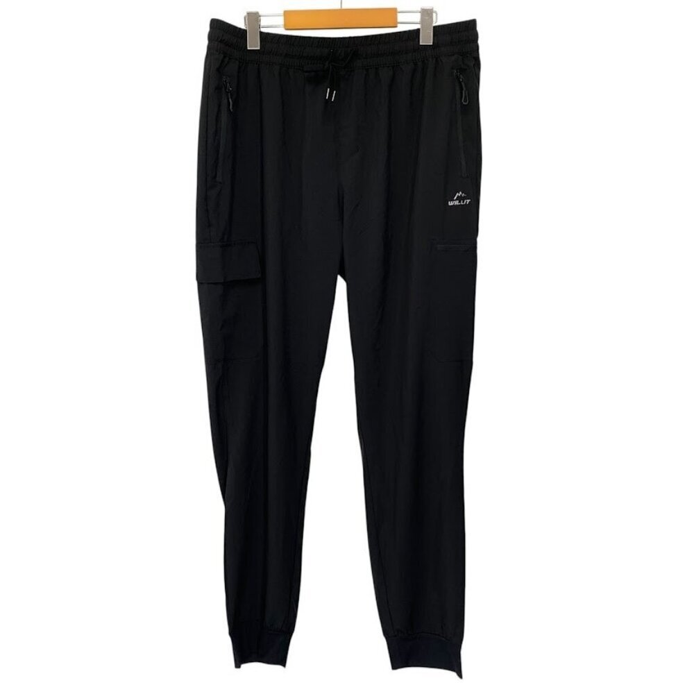 Willit Mens Black Jogger Pants XL Cargo Zippered Pockets UPF 50 Athletic Outdoor